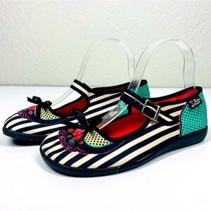Hot Chocolate Design Mary Jane Flats Striped & Floral